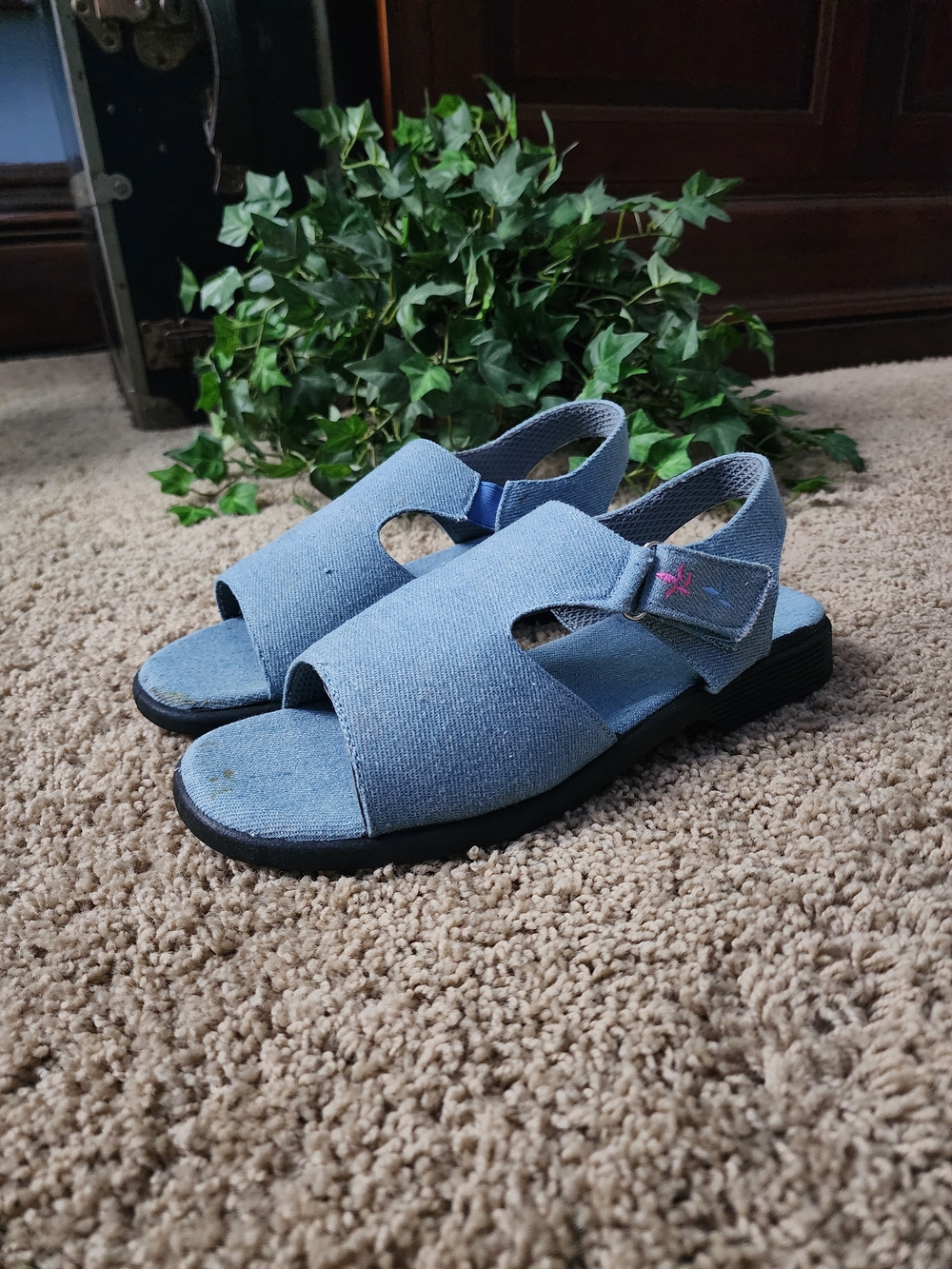 Light Blue Denim Open-Toe Slingback Sandals